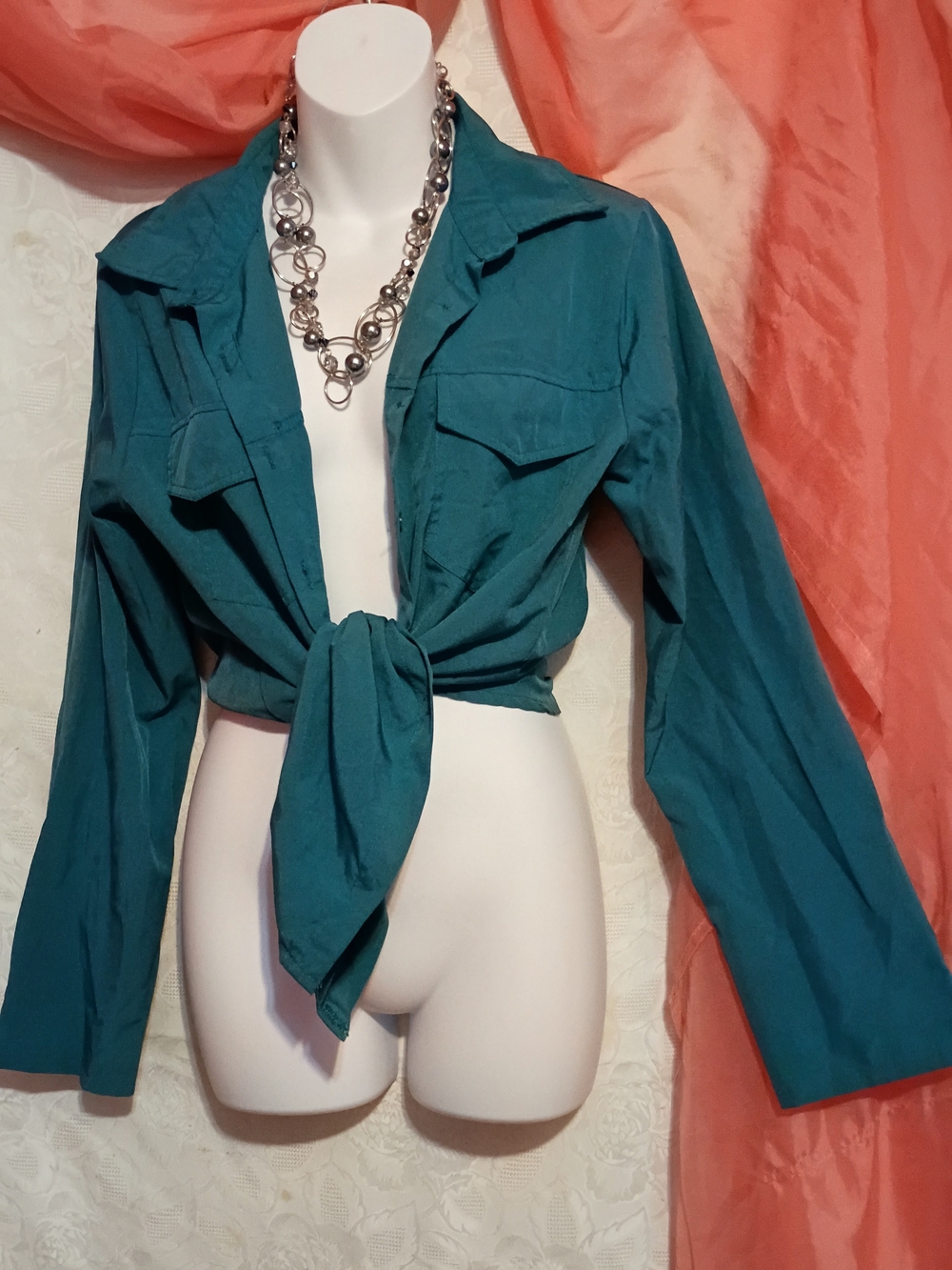 Women's Teal Button Down Shirt Sz XL